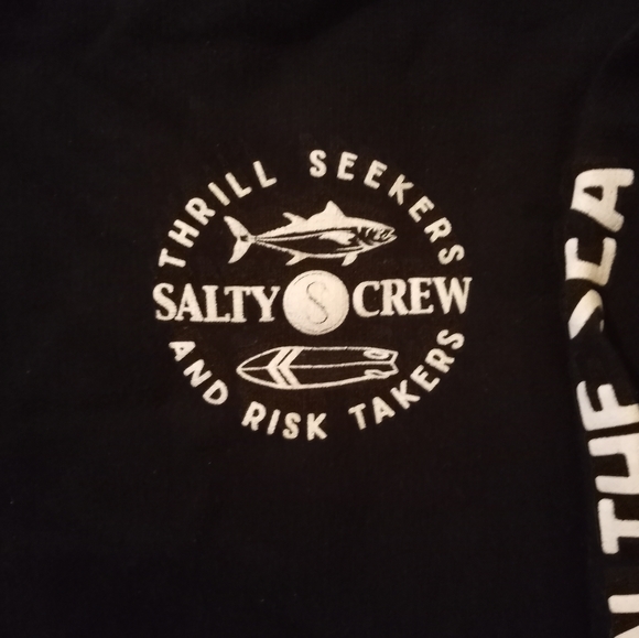 Salty Crew Hoodie Black Pullover Size Kids Large Long Sleeve Graphic Print - Picture 5 of 5